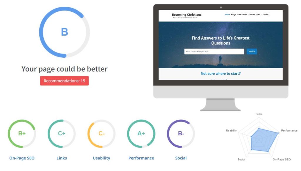 free SEO report with graphs and recommendations